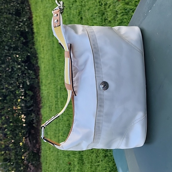 COACH Hampton Hobo Cream Satin Shoulder Bag - Picture 1 of 15